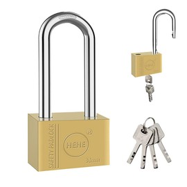 Lock Heavy Duty Brass Padlock with Keys Waterproof for Locker, Backpack, Tool Box 30mm(Long)