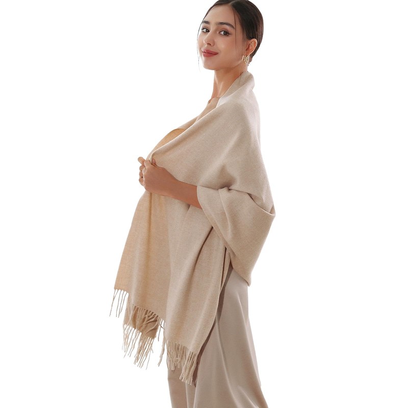 RIIQIICHY Winter Scarf for Women Beige Pashmina Shawls Wraps for