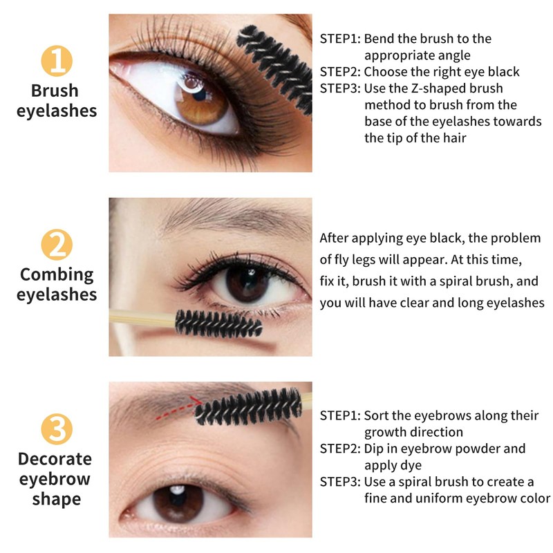 Disposable Lash Mascara Wands, 50PCS Bamboo Eyelash Mascara Brushes, Black