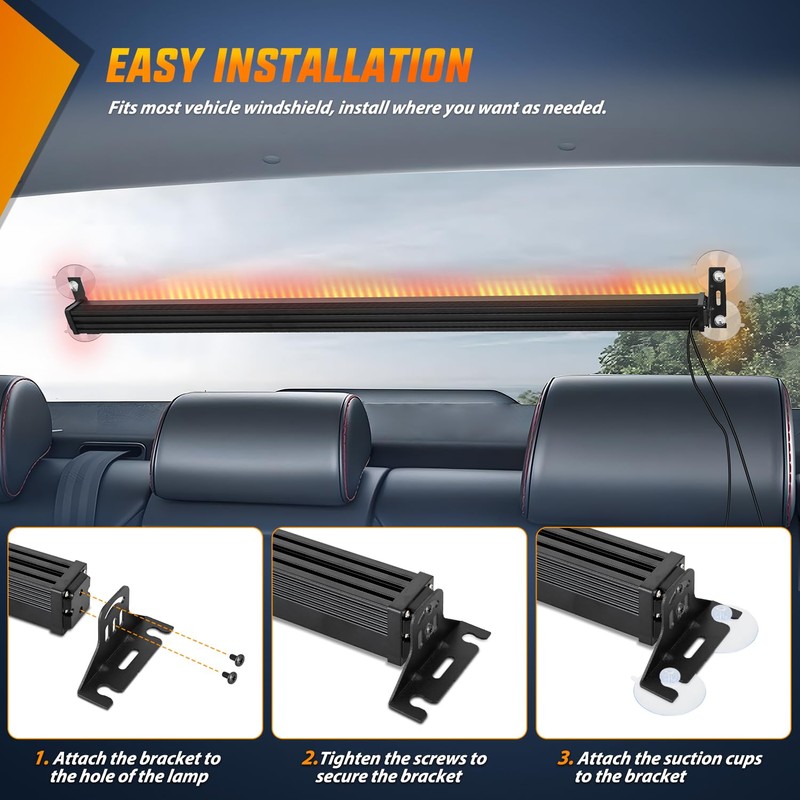 Nilight 144LED Traffic Advisor Strobe Light Bar with Controller Amber
