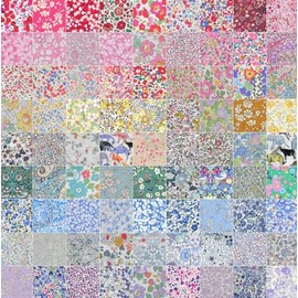 80 Liberty Fabric Tana Lawn ™ Squares, Rainbow Colours (2.5 x 2.5 inch)