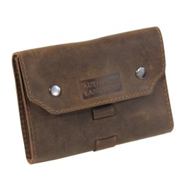 LandLeder Boon Docks Buffalo Leather Pencil Case Bag Pen Roll Brown