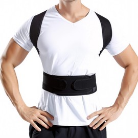QFE Posture Corrector for Women and Men Back Brace With Adjustable Straps Shoulder Comfy Upper Support Correction Belt faja para la espalda de mujer Back Straps Neck (Black, Large)