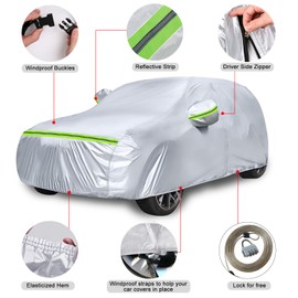 sportuli Waterproof Car Covers Replace for 2015-2025 Jeep Renegade, 6 Layers Silver All Weather Car Cover with Zipper Door & Windproof Bands for Snow Rain Dust Hail Protection