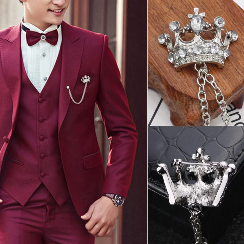 Brooches Pin for Men Shirts Collar Chain Brooch Pin Lapel