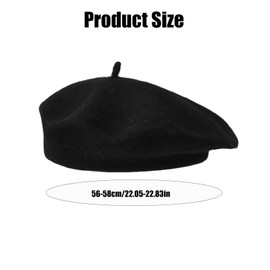 dinghaole Adult Wool Beret Hat, Women's Mens Wool Beret Hat, Plain Classic Color Beret Hat, Women French Style Berer Hat, Unisex Soft Warm Outdoor Vintage Artist Hat Beanie Unisex Hat (Black)