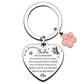 QMVMV Bestie Gifts: Inspirational Keyring for Bestie - Birthday & Christmas