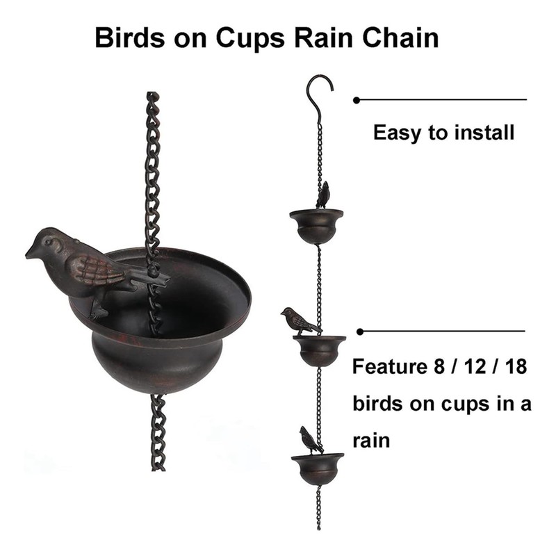 Elqater 1 Piece for Gutters Mobile Birds on Cups Rain