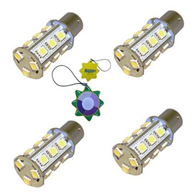 HQRP 4pcs BA15s 18 LEDs Cool White Bulb 6000-7000K 3W 250 Lumen for #1141#1156 Coachmen Apex RV Brake/Side Marker Lights Replacement plus HQRP UV Meter