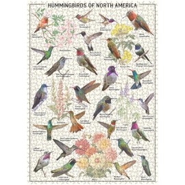 Hummingbird 1000 Piece Puzzle for Adults, PICKFORU Vintage Flower Garden Puzzle, Unique Animal Puzzle for Bird Lovers, Difficult Spring Art Jigsaw Puzzle