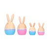 Wood Rabbit Family Figures Handcraft Decoration Ornament for Living Room