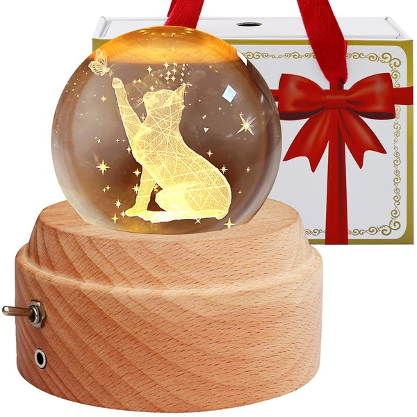YIBAIKE Gift Box, Musical Box, Birthday Gift, Genuine, Cat Crystal,