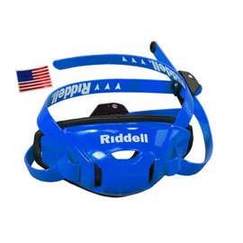 Green Gridiron Riddell SpeedFlex Hard Cup Cam-Loc Chinstrap + US Flag Helmet Decal (Small, Royal Blue)