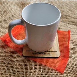 Drink Coaster Gift For Dad Mum Friend Office Wooden Oak