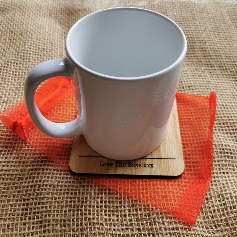 Drink Coaster Gift For Dad Mum Friend Office Wooden Oak