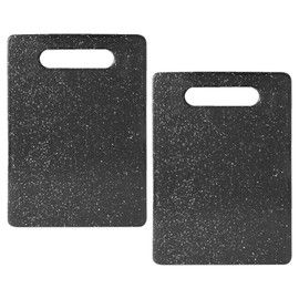 2pcs Small Chopping Board Set,Granite Effect Chopping Board,Double-Sided Use Mini Chopping Board and Black Chopping Board, Non-Slip Plastic Cutting Boardfor Camping Food Prep and Dishwasher Safe