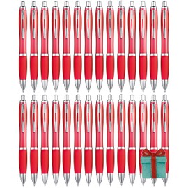 Libetui Set of 50 Ergonomic Ballpoint Pens Red Retractable Ballpoint Pens Blue Large Refill Office Practice Uni Household Ballpoint Pen Set 50 Ballpoint Pens Red