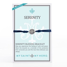 My Saint My Hero Serenity Blessing Bracelet - Silver Medal (Navy Cord)