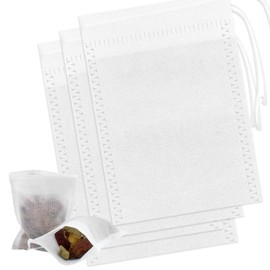 WALWAL 100 Pcs Disposable Tea Bags for Loose Leaf Tea, Biodegradable Drawstring Tea Filter Bags, Natural Corn Fiber Tea Infuser Bags for Tea, Coffee, Bath Tea, & More(3.54 x 2.76 inch)