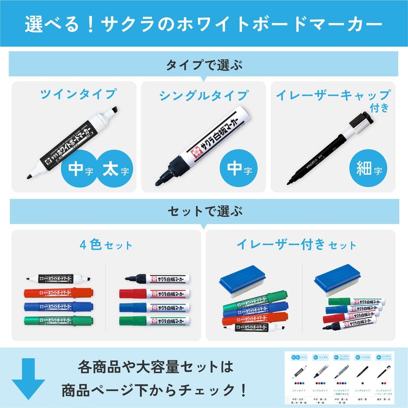 Sakura Crepas WBKT4ES Dry Erase Marker, Twin, Round and Square