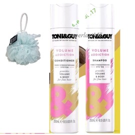 Toni Volume Addiction Shampoo AND Conditioner for Fine Hair, 250ml,DUO SET With Free Beauty Body Puff(Any Colour)