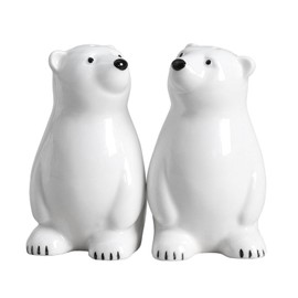 Bicuzat Ceramic Polar Bears Pattern Salt & Pepper Shakers Set, Hand-Painted Salt and Pepper Shakers, 2 PCS Set
