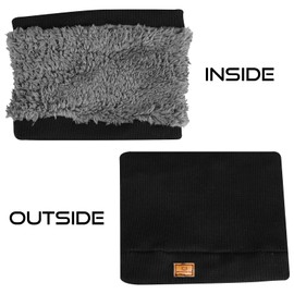 WESTWOOD FOX Winter Neck Warmer for men & women, Soft Warm Fleece Lining Knitted thick thermal Multifunctional Scarf, Windproof and Dust Skiing Neck Gaiter for Outdoor Activities (BLACK)