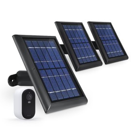 Wasserstein Solar Panel Compatible with Arlo Essential 2K Outdoor Security Camera (2nd Gen) / XL (2nd Gen) & Essential Spotlight (Camera NOT Included) - (3-Pack, Black)