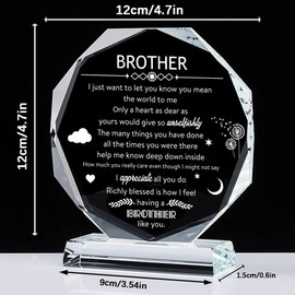 PLIGREAT Brother Gifts from Sister, Acrylic Keepsake Thank You Gift for Brothers Birthday Father's Day Crystal Keepsake Meaningful Presents Decorative Sign Plaques Home Office Table Desk Top Decor