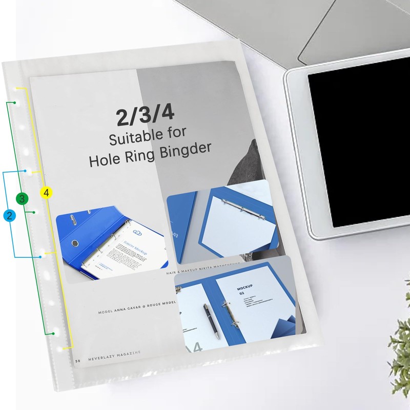 A4 Clear Wallets, Pack of 100, Open Top Punched Plastic