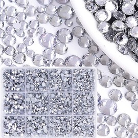 1Box Nail Art Rhinestone Silver Round Beads Flatback Gems 3D Nail Art Charms for Manicure Face Art DIY Crafts Jewelry Shoes Clothes Accessories