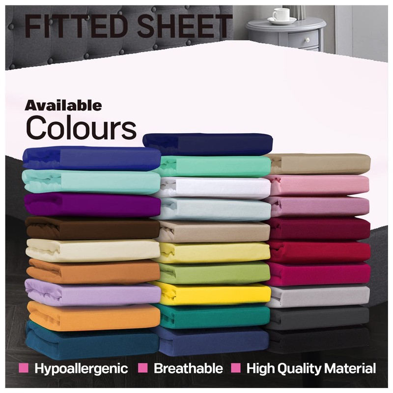 Easy Care Deep Fitted Sheets Double Bed, Breathable & Lightweight