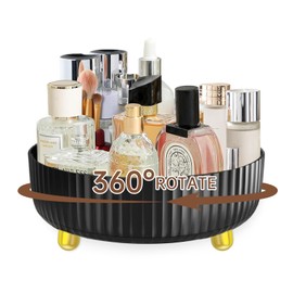 Bukuhlio Turntable Spice Rack Fridge Kitchen Cabinet Organiser 22 cm Lazy Susan 360° Rotating Rotating Plate Organiser, Beauty Make Up Organiser (Black)