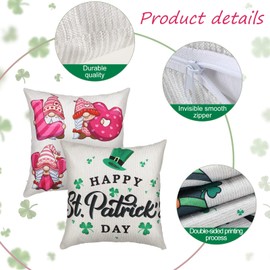 Kingdder Set of 2 Valentine's Day Pillows Covers 18 x 18 St Patrick's Day Throw Pillow Covers Gnome Shamrock Pillow Cases Double Side 2 Pattern Holiday Anniversary Wedding Pillow Case for Room Couch