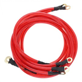 5 Point Car Universal Earth Ground Cables Grounding Wire System Kit High Performance Improve Power for Car Truck (Red)