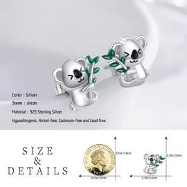 Girls Earrings 925 Sterling Silver Panda Sloth Earrings Hypoallergenic Earrings Panda Gifts Sloth Jewellery Animal Stud Earrings for Women Children Daughter Women, Silver