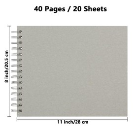 Hiwhy Photo Album Scrapbook 28 x 20.5 cm 20 Sheets DIY Scrapbook Hard Kraft Paper Baby Memory Book Family Birthday Wedding Anniversary Scrapbook, Grey
