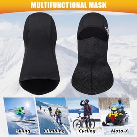 Windproof Thermal Balaclava Ski Mask - Elastic Breathable Cold Weather Winter Warm Face Mask for Cycling Skiing and Ice Fishing (Black)