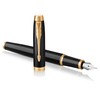 Parker IM Fountain Pen, Black Lacquer Gold Trim, Medium Nib