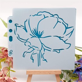Lottoy Flower DIY hollow out design PET plastic stencil, perfect for textile design, wall design, windows, paper, scrapbooking, children's crafts, 13 x 14 cm / 5.12 x 5.51 inches.