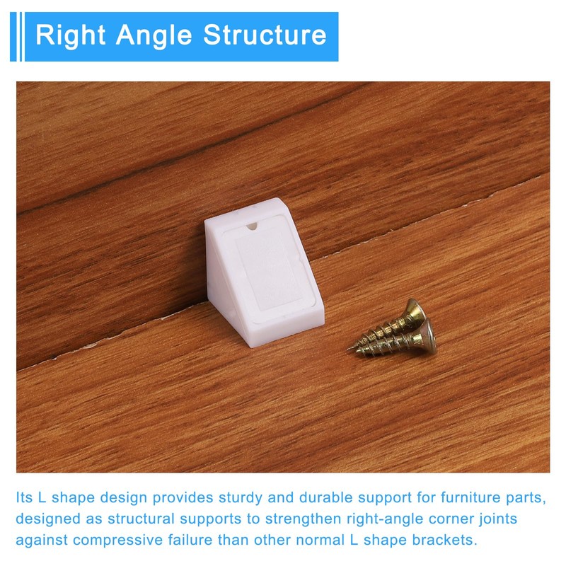 sourcing map 12 Pcs 90 Degree Plastic Corner Braces, 20x18x20mm