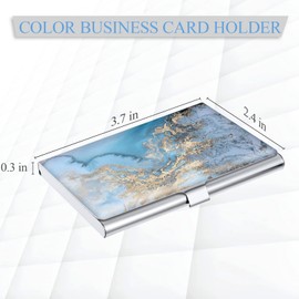 xiviers Business Card Holder，Color Printing Men's and Women's Business Card Case，Ultra-Thin Metal Business Card Organizer，Carry-on Pocket Wallet Business Card Holder,Wave Marble