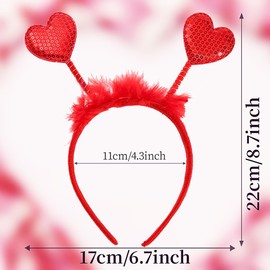 Doneace Valentines Sequins Heart Headband Glitter Love Hair Band Red Hair Hoop Women Girls Hair Accessories Headdress for Cosplay Valentine’s Day Decoration Party Supplies Gift