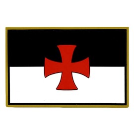 Templar Knight Flag Patch [3.0 X 2.0 inch -PVC Rubber-“Hook ” Fastener-TK8]