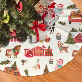 Christmas Farm Animal Christmas Tree Skirt 36 Inches Animal Tree Skirt Xmas Tree Mat Holiday Party Supplies Christmas Tree Decorations