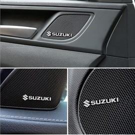 Suzuki Car Logo Horn Stickers, Speaker Decal Stickers, 3D Aluminum Car Emblems, Metal Decorative Logo Badge Stickers for Interior Decoration Accessories, Set of 4