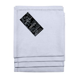 Homescapes - Four - White - Napkins - 100% Cotton - 18 x 18 Inch (45 x 45 cm) Easy care table Hand Woven Napkins - Washable at 60 Deg C