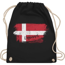 Shirtracer - Football World Cup 2022 fan item - Denmark vintage - gym bag and fabric bag made of cotton, 2 Black, Einheitsgröße