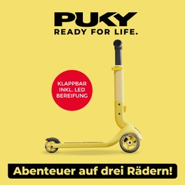 PUKY Push, scooter for children from 2 years, height-adjustable handlebars, foldable and compact, extra wide tyres for more safety, luminous wheels, ideal for adventurers and outdoors