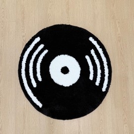 LAKEA Creative Vinyl Record Tufted Rug Indoor Aesthetic Home Decoration Round Tufting Soft Rug Horror Movie Safety Mat (31.5 X 31.5 inch)